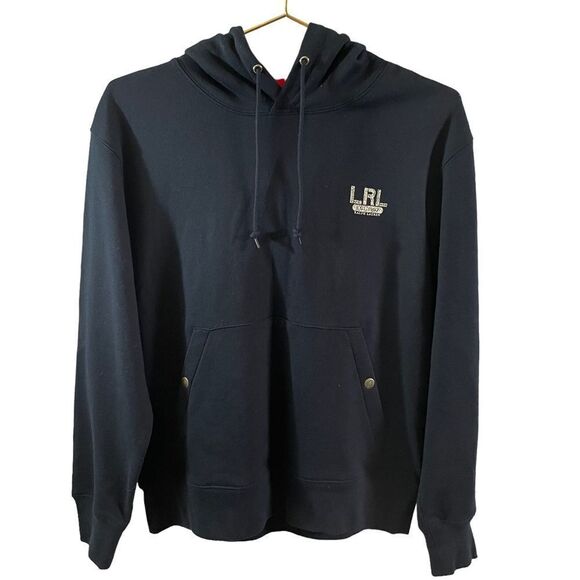 Lauren Ralph Lauren Navy Red Monogram Hooded Sweatshirt Size Small NWT - Picture 6 of 11